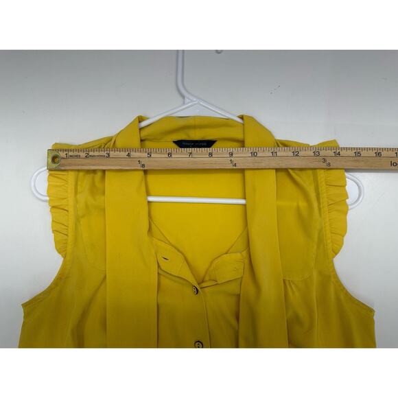 Tommy Hilfiger Womens Tank Top Size Medium Button Up Solid Yellow Necktie - Picture 9 of 12
